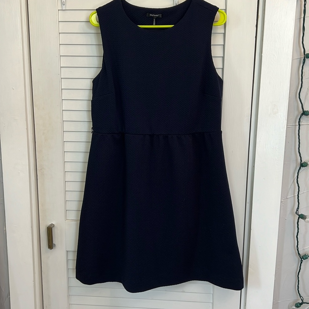 Daisy Fuentes navy blue, large fit and flare knit dress
